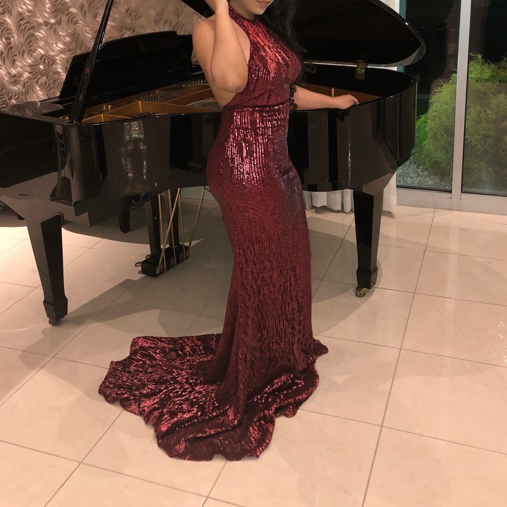 Red/ burgundy long prom dress